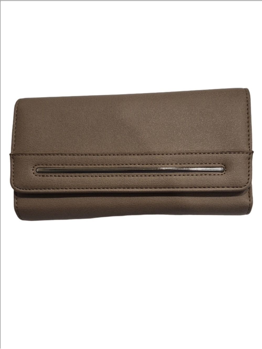 Bentley Taupe Fold-Over Clutch Trifold Wallet RFID